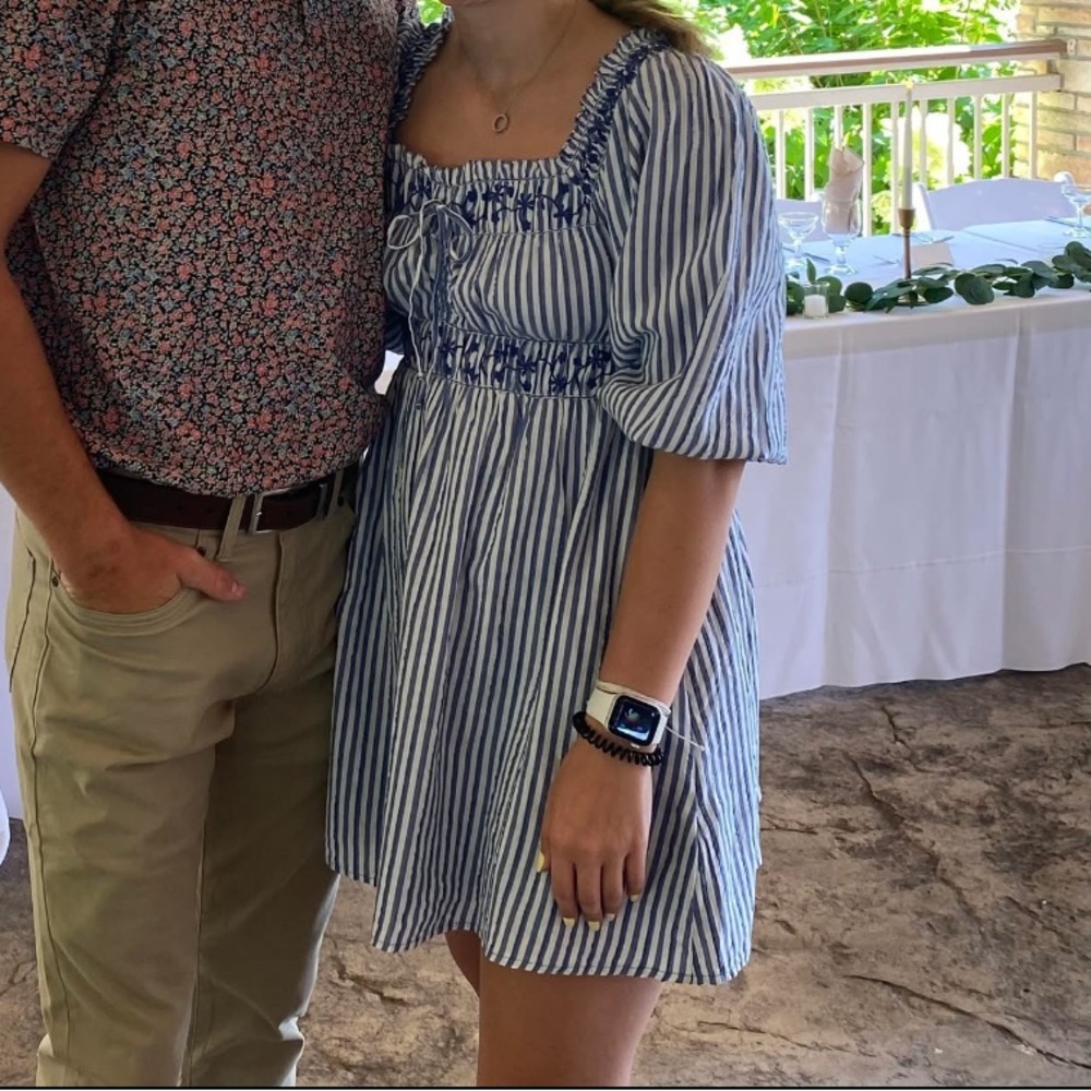 American Eagle Outfitters Blue and White Striped Dress